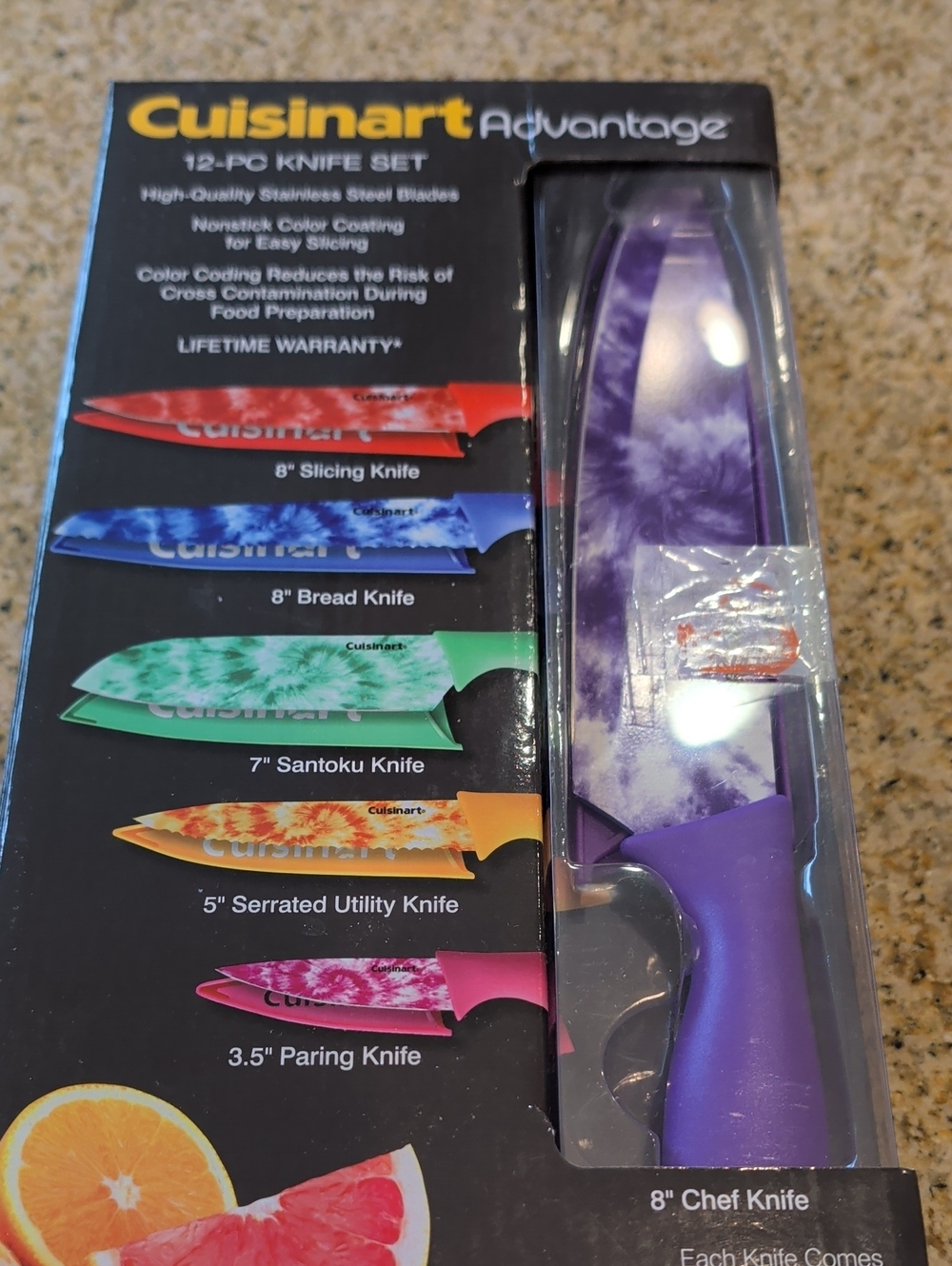 Cuisinart Purple 8" Chef Knife with Marbled Blade
